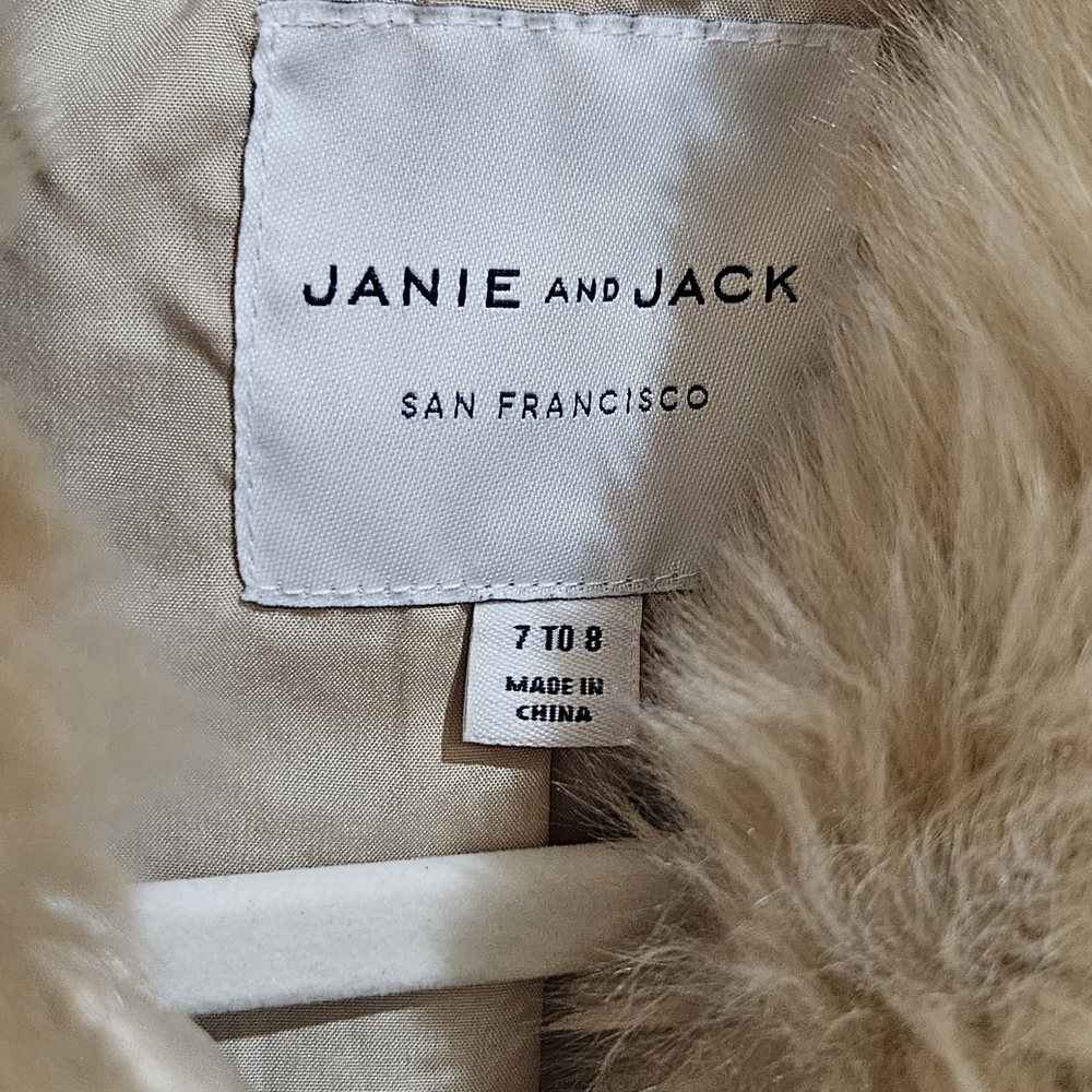 Janie and Jack Plush Tan Faux Fur Coat - Picture 3 of 4